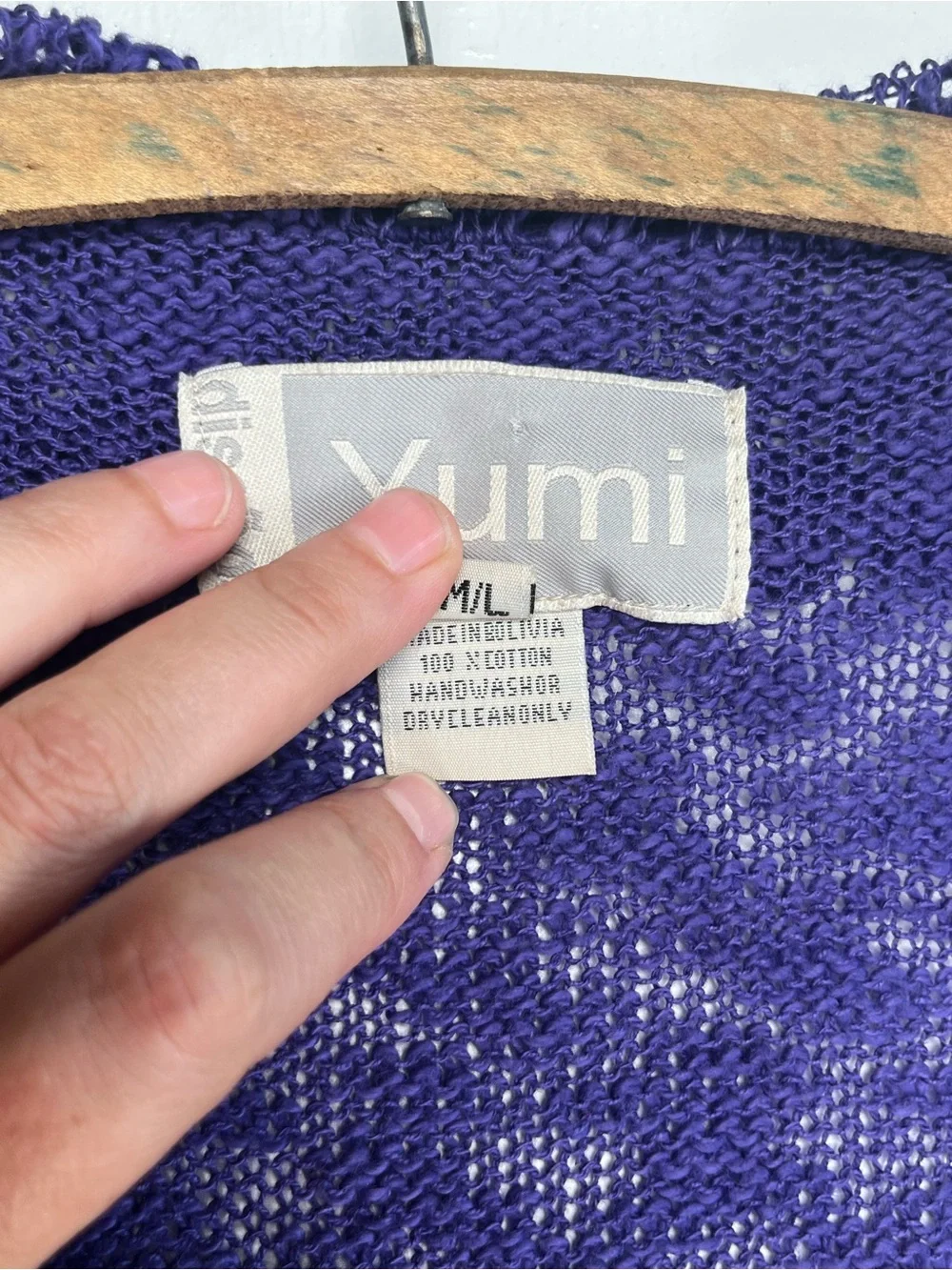 Yumi Diseños Y2K Purple Knit Duster Cardigan Crochet Cotton Sweater M/L Bolivia